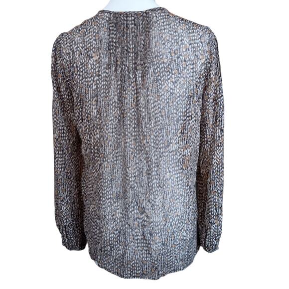 JOIE 100% Silk Blouse Top XS Sheer Snakeprint Tassels Tucks Dressy Career Layers - Picture 2 of 8